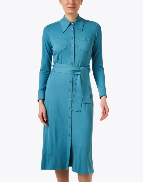 Stylish Victoria Blue Women's Shirt Dress for Seasonal Transition