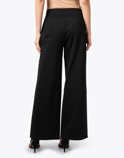 Stylish Black Ponte Fabric Wide-Leg Women's Trousers