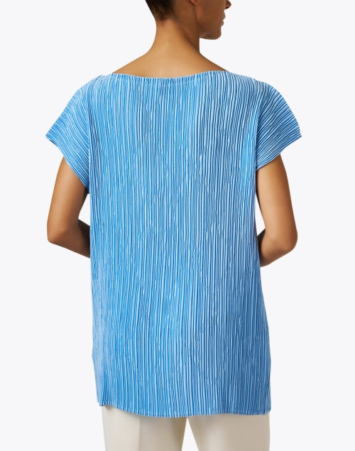 Stylish Blue Plisse Satin Women's Blouse for Various Occasions