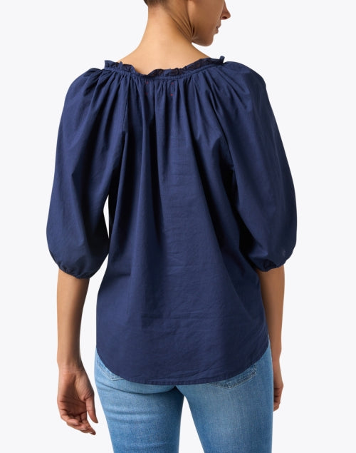 Navy Crisp Cotton Jules Top for a Stylish Look