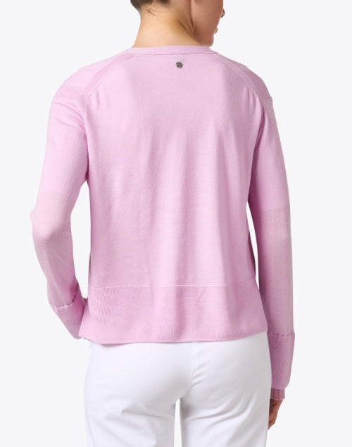Stylish Lavender Wool Knit Cardigan with Pleated Cuffs