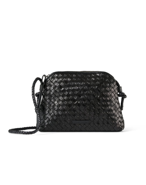 Stylish Black Woven Leather Mallory Crossbody Bag for Day Trips