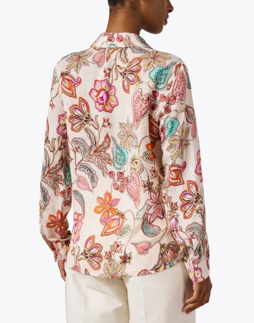 Stunning Estreta Pink Multi - Floral Lightweight Linen Blend Blouse