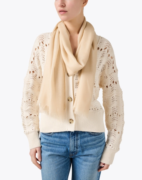 Exquisite Legere Beige 100% Cashmere Scarf for Timeless Style