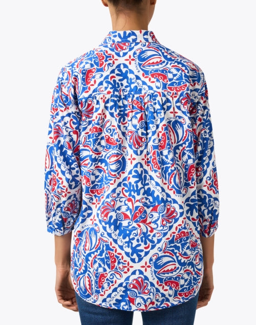 Stylish Riley Top in Red, White and Blue Print