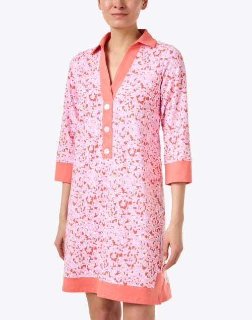 Pink Floral June Cotton Shift Dress with Retro Charm