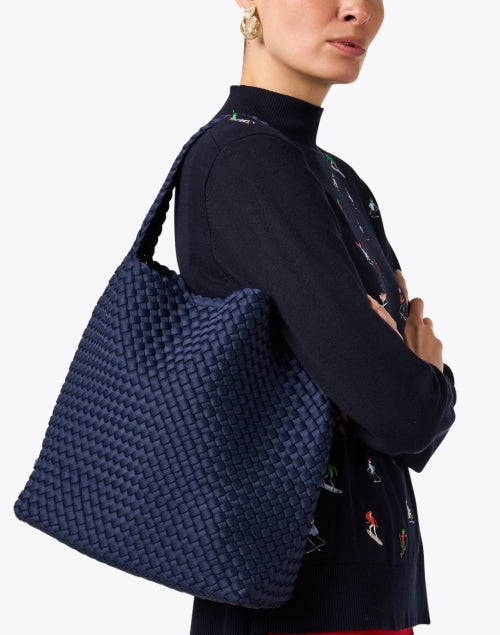 Blue Woven Nomad Style Ink Hobo Handbag for Fashionable City Girls