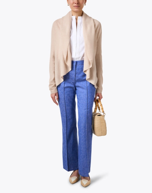 Versatile Sand-Colored Cashmere Circular Knit Cardigan for a Polished Look