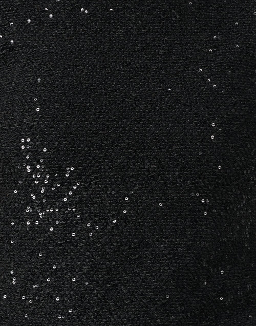 Black Shimmering Sequin Embellished Wool Silk Women's Sleeveless Top