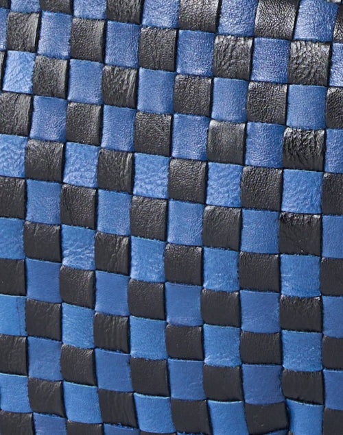 Dark Blue Woven Leather Petit Moyen Messenger Bag for Effortless Style