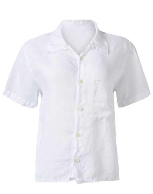 Comfortable California-Made White Linen Button-Down Top by Nic