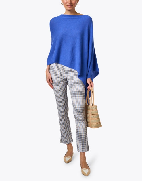 Stunning Royal Blue Cashmere Poncho-Style Ruana for Cool Weather