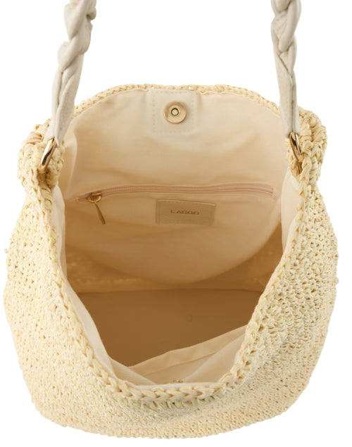 Stylish Sorrento Ivory Beige Raffia Shoulder Bag for Summer