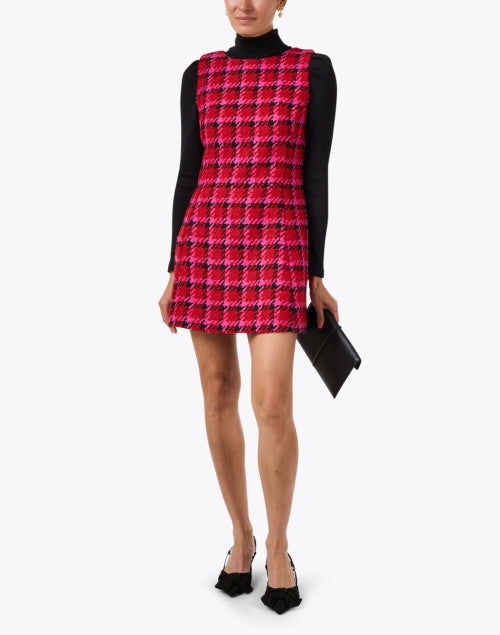 Avery Red Multicolored Houndstooth Mini Shift Dress for Women