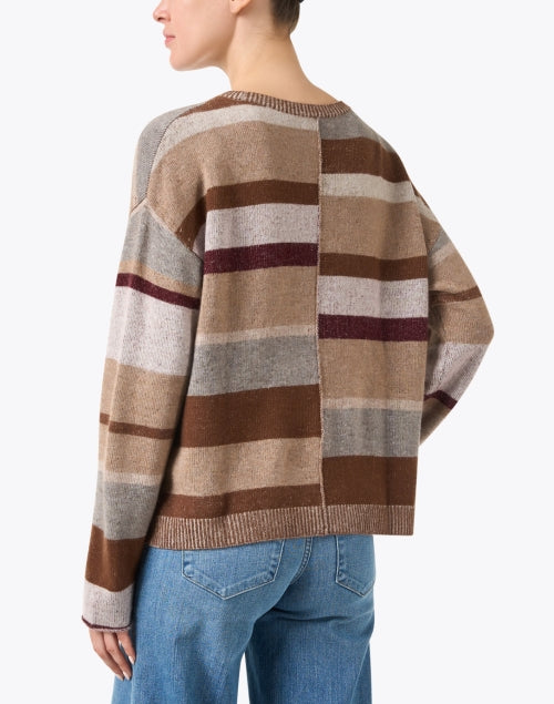 Stylish Neutral Color - Blocked Wool - Cashmere Women's Sweater