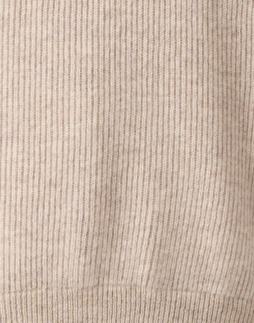 Stylish Beige Knit Cashmere Jacket with Drawstring Collar