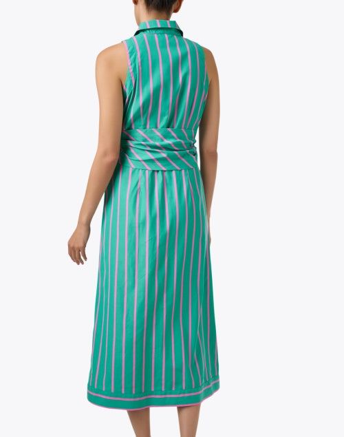 Stylish Ellis Dress with Green and Pink Stripes