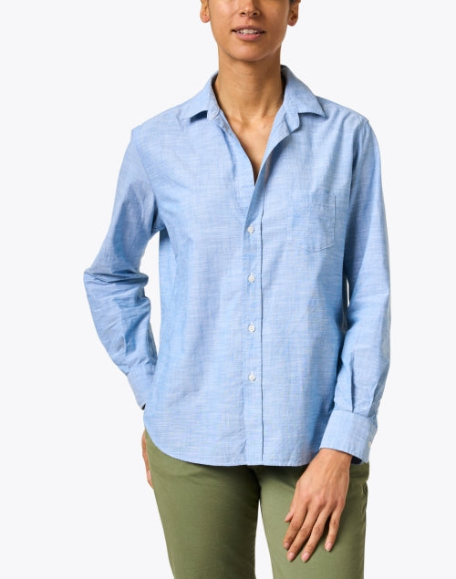 Stylish Eileen Women's Blue Cotton Button - Down Shirt