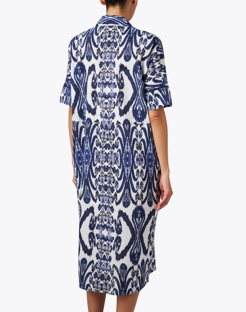 Ro's Garden Telma Lightweight Blue-Printed 100% Cotton Maxi Shirt Dress