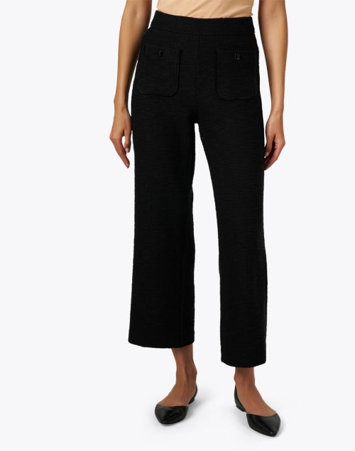 Stretchable Black Tweed Wide - Leg Cameron Pants for Seasonal Wear