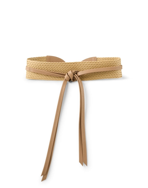 Leilani Tan Hand - Woven Genuine Leather Wrap - Around Self - Tie Belt for Fashionable Outfits