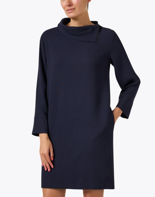 Navy Wool Minimalist Shift Dress from Malawi