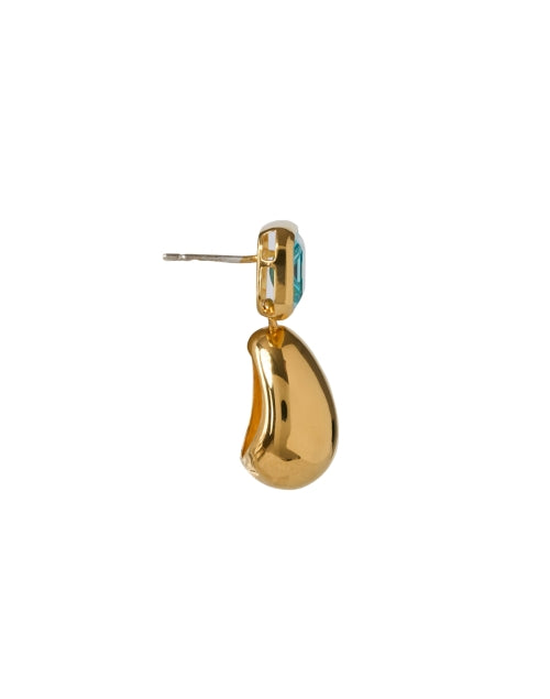 Stylish Green and Gold Plated Stone Drop Earrings for New Season