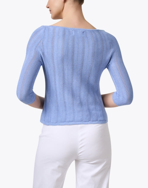 Stylish Jackie Silk-Blend Pointelle Blue Sweater