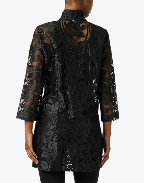 Elegant Rita Black Embroidered Sheer Lace Top for Evening Wear