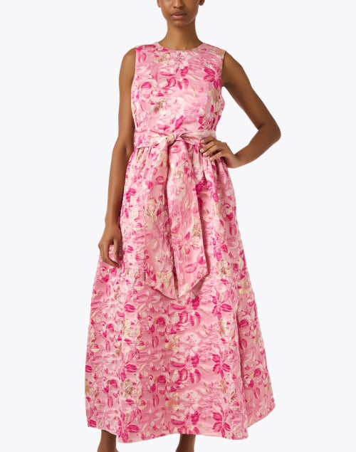 Shoshanna's Exquisite Serra Pink Floral Jacquard Maxi Dress for Special Occasions