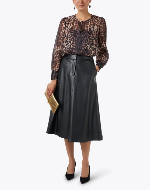 Marc Cain Lightweight Sheer Leopard Print Blouse with Neckline Button