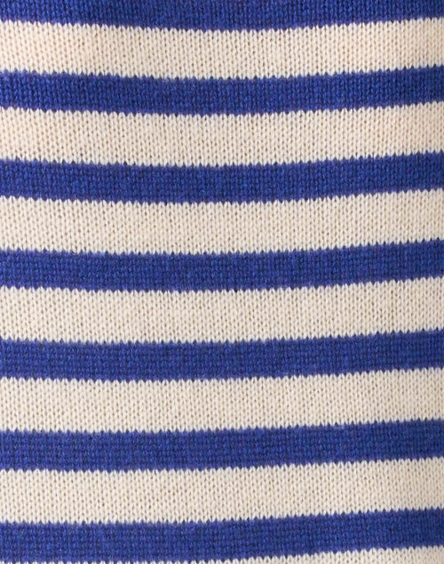 Elegant Blue and Cream Striped Wool-Cashmere Blend Sweater