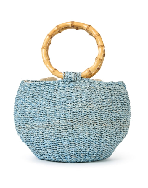 Stylish Soraya Blue Handwoven Straw Basket Handbag for Fashionable Women