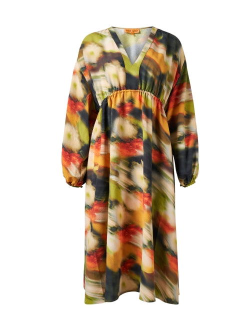 Veroma Abstract Multicolor Print Voluminous Drawstring Waist Dress