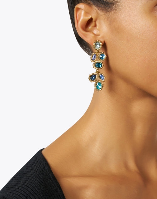 Oscar De La Renta Lintzer Style Blue Stone Dangling Drop Earrings for Women