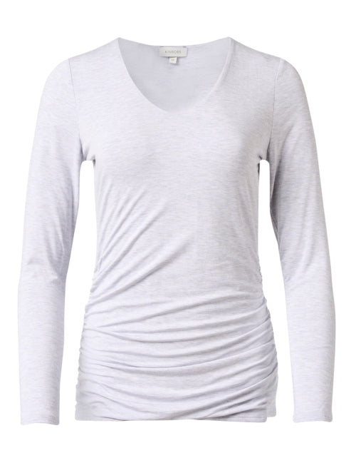 Stylish Grey Ruched Jersey Casual Top for a Weekend Look