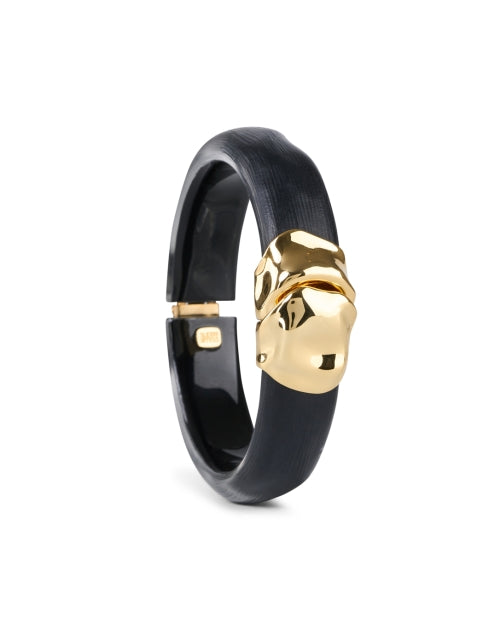 Stylish Black Lucite Material Hinge Bracelet for Fashion Lovers