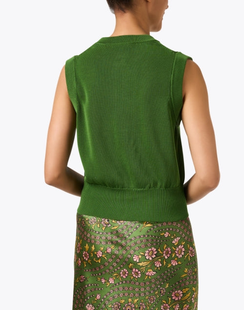 Stylish Percy Green 100% Cotton Vest Top with Cardigan Buttons