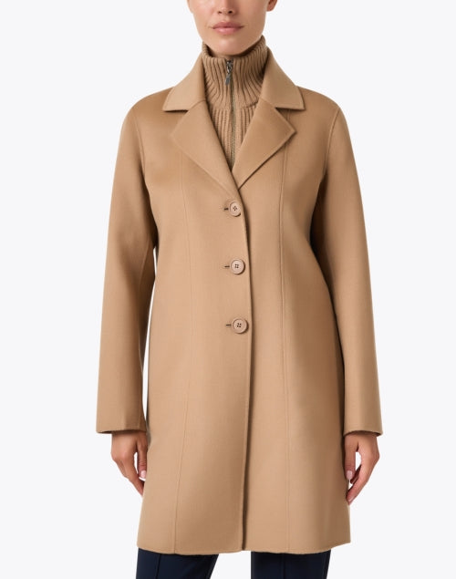 Luxurious Camel Wool and Cashmere Blend Outerwear Coat
