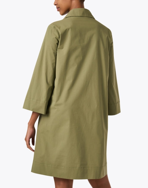 Stylish Green Cotton Poplin Women's Dress for Versatile Wear