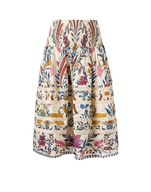 Fashionable Cream Multi - Pattern Printed Women's Skirt