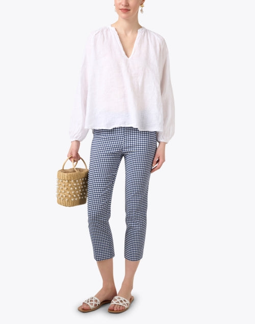 Stylish Daria All - Season White Linen Women's Top
