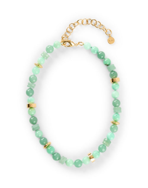 Exquisite Gold and Vibrant Green Stone Beaded Necklace for Women