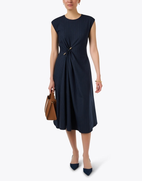 Navy Classic Pinstripe Women's Formal Dress