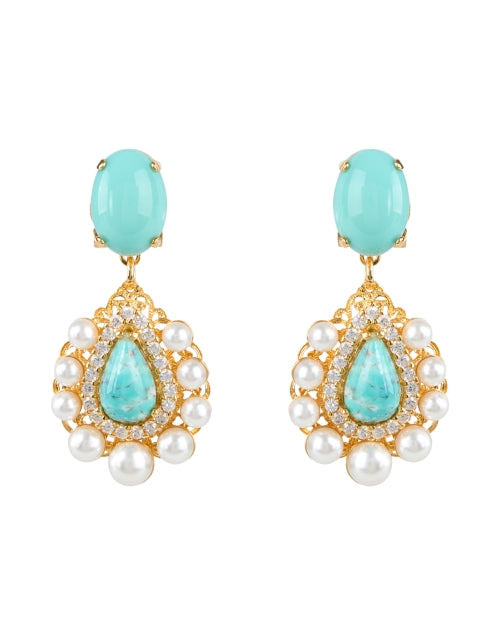 Exquisite Turquoise Drop Style Gold - Plated Earrings for Women