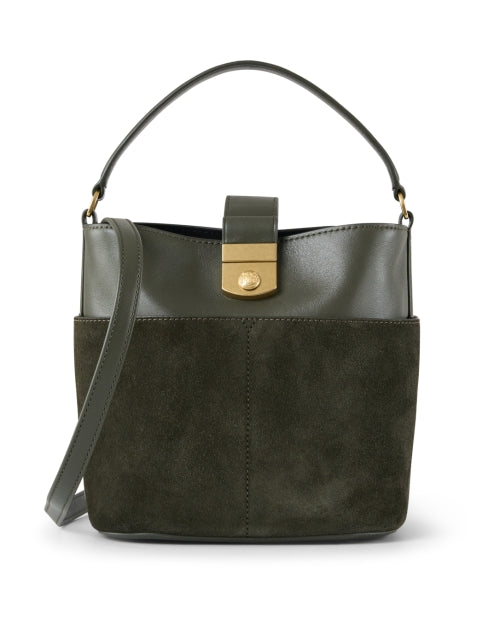 Veronica Beard's Stunning Crest Green Suede and Leather Handbag for Modern Women