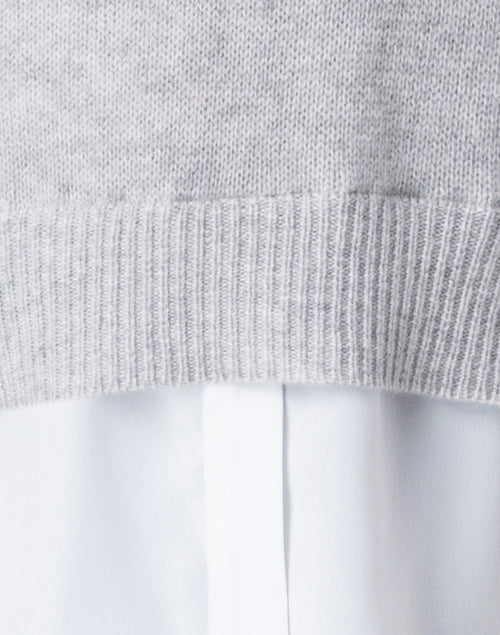 Stylish Vail Grey Cashmere Blend Sweater with White Shirt Detailing