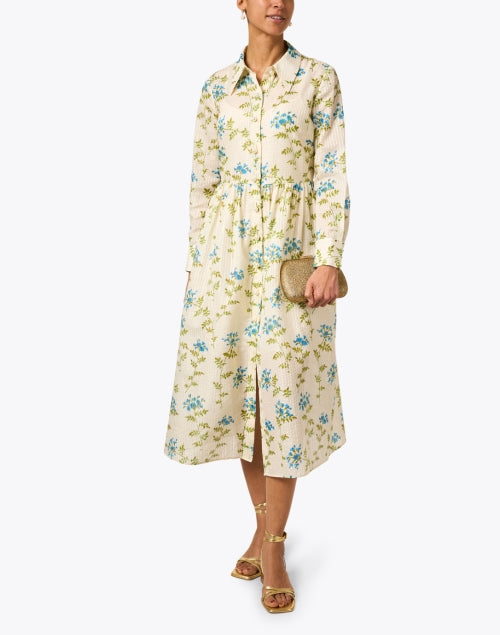 Lotte Beige Multi-Flowered Shirt-Style Dress - A Stylish Addition for This Season