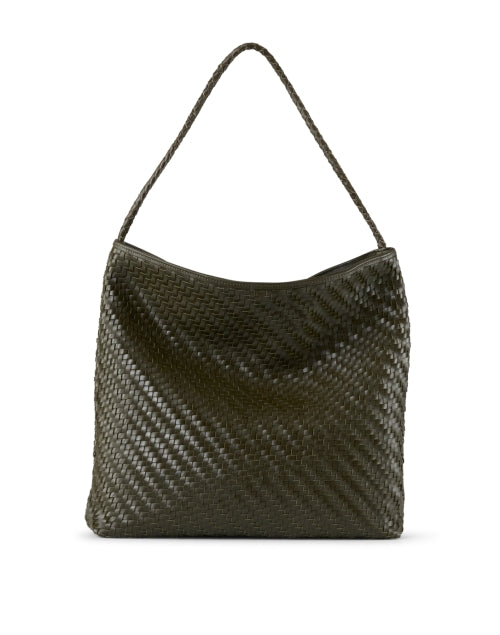 Sera Olive Green Soft Woven Leather Tote Bag for Elegant Carry