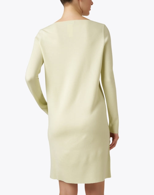 Chic 100% Merino Wool Mint Shift Dress with White Contrast Stitching